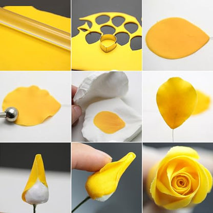 31Pcs Austin Rose Cutter Set Rose Petals Silicone Fondant Mould Veining Petal Sugar Flower Making Tool