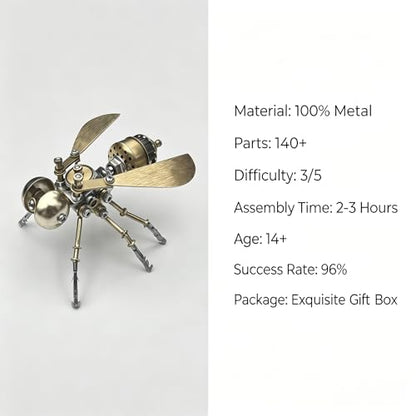 3D Metal Puzzle Mechanical Model Kit Steampunk Bee Insect 140+ Parts No Glue Build Premium Desktop Decor Christmas & Birthday Gift for Adults Hobbyists