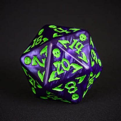 7 Die DND Dice Set Scary Pattern Polyhedral Dice Set with Dice Bag (7 Count)