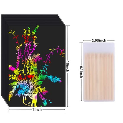 60 Pcs Scratch Art Rainbow Sets Magic Crafts Supplies Kits