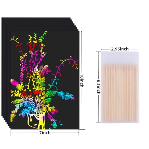 60 Pcs Scratch Art Rainbow Sets Magic Crafts Supplies Kits