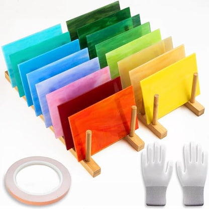 16 Sheets 4x6 in Iridescent Stained Glass Sheets (2.66 Sq Ft)