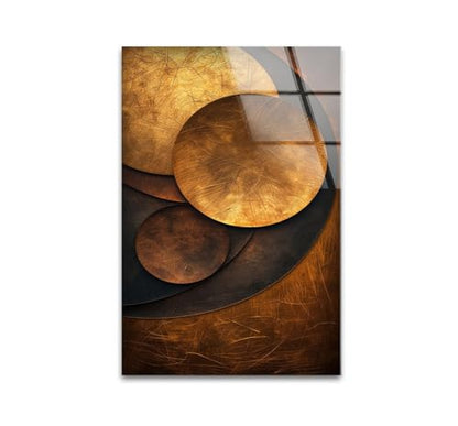 18Wx28H'' Bronze Art Deco Geometric Motifs Glass Wall Art Tempered Glass Printing Wall Decor Large Wall Art Wall Hangings