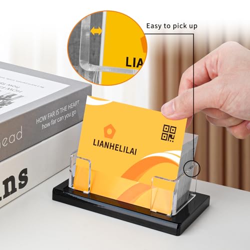 Acrylic Business Card Holder Black 1Pack Enlarged Holds 120 Cards for Office