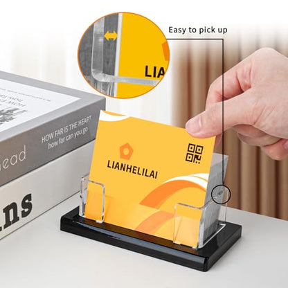 Acrylic Business Card Holder Black 1Pack Enlarged Holds 120 Cards for Office
