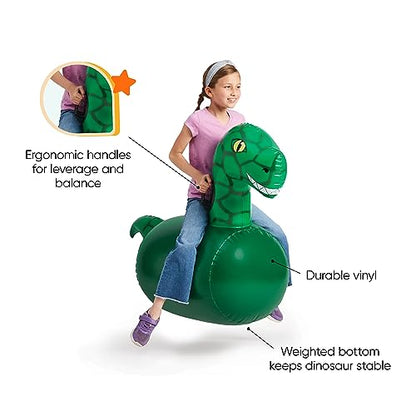 Hop N Go Inflatable Dino Riding Bouncy Hopping Toys for Kids Ages 5+