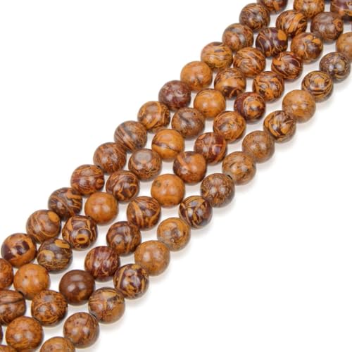 45pcs Adabele Natural Golden Tiger Skin Jasper Gemstone 8mm Round Beads (46 Count)