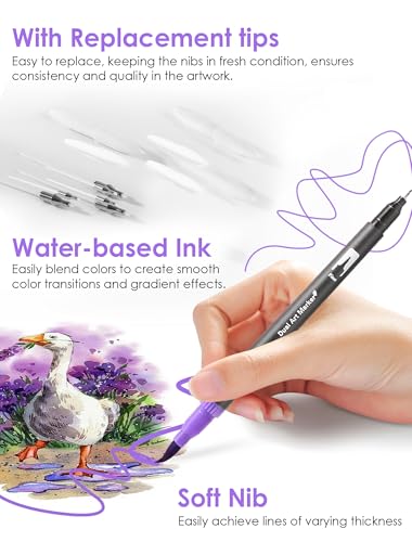 36 Colors Dual Tip Watercolor Markers Pens for School Supplies (36 Count)
