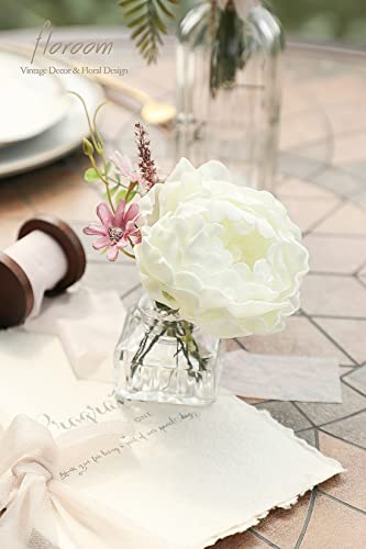 Artificial Flowers 16pcs 4" Ivory Blooming Peonies Real Looking Foam Fake Peony with Stems for DIY Wedding Bouquets Bridal Shower Centerpieces Floral Arrangements Party Tables Home Decorations (16 Count)