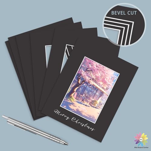 Mat Board Center 50 Pack 8x10 Picture Mat for 5x7 Photo Black