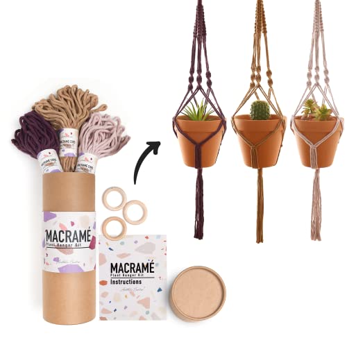 Macrame Kit Makes 3 DIY Plant Hangers for Teens & Adult Beginners