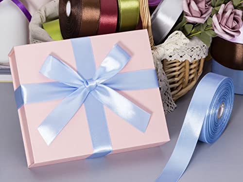 1 Inch Sky Blue Solid Satin Ribbon for Gift Wrapping
