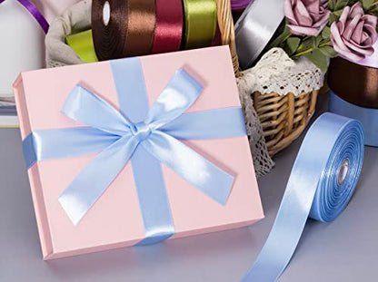 1 Inch Sky Blue Solid Satin Ribbon for Gift Wrapping