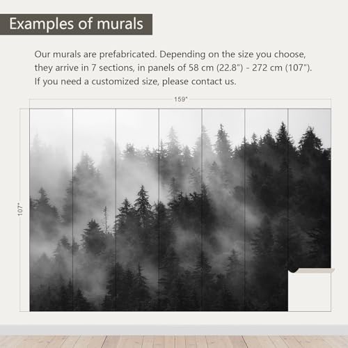 Dark Misty Forest Wallpaper wall murals for Bedroom 159"x107"