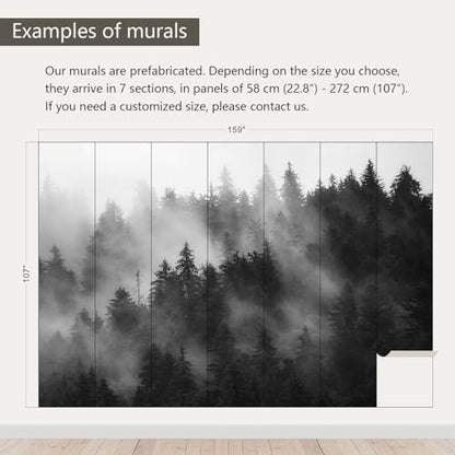 Dark Misty Forest Wallpaper wall murals for Bedroom 159"x107"