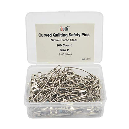 Curved Safety Pins for Quilting (100 Count)