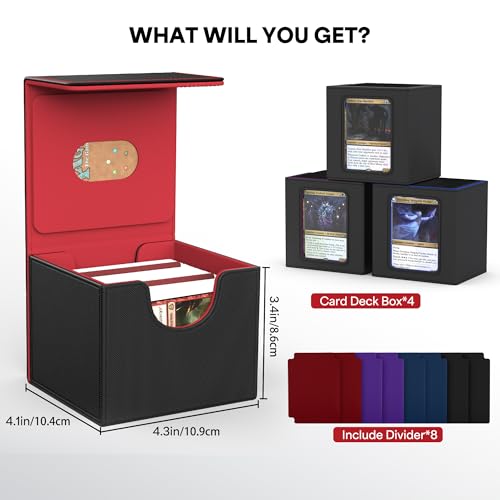 4PCS MTG Commander Deck Box Holds 110+ Double Sleeved Cards (4 Count)