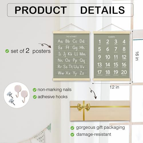 Numbers alphabet poster for Nursery Toddlers (2 Count)