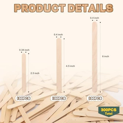 300PCS Popsicle Sticks for Craft (300 Count)