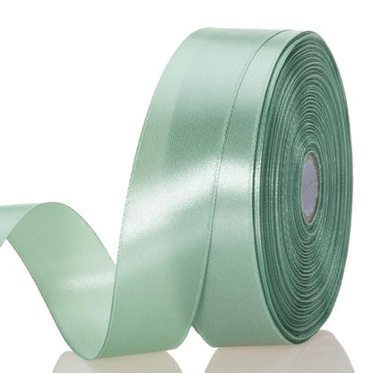 1 Inch Sage Green Solid Satin Ribbon for Gift Wrapping