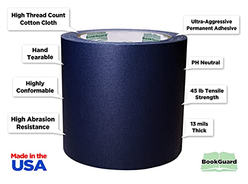 4 Inch Navy Blue Book Repair Cloth Tape 15 Yard Roll