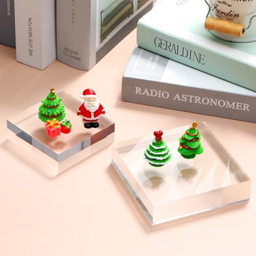 8 Pcs Acrylic Display Block Clear 3 x 3 x 1 Inch (8 Count)