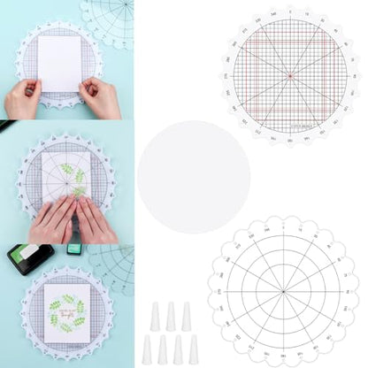 9.5inch 24cm Rotating Stamping Platform Stamp & Spin Tool for Stamping Circular Designs Stamping Positioning Tool with Lines for Scrapbooking Crafts Card Making Arts Supplies