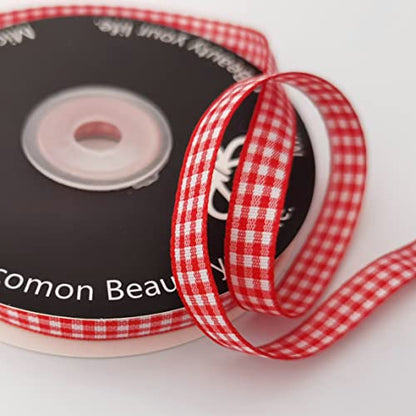 Red and White Gingham Ribbon 25 Yards Each Roll 100% Polyester (75 Foot)