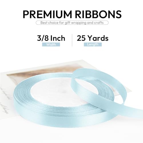3 8 Inch 25 Yards Satin Ribbon Light Blue