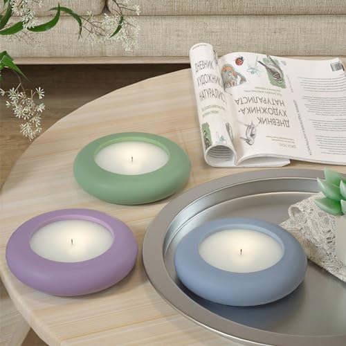 2PCS Round Candle Holder Resin Mold Silicone Tealight Votive Candle Holder Molds Concrete Cement Epoxy Silicone Molds for Making Jewelry Holder Trinket Dish Tray for Party Wedding Home Decor