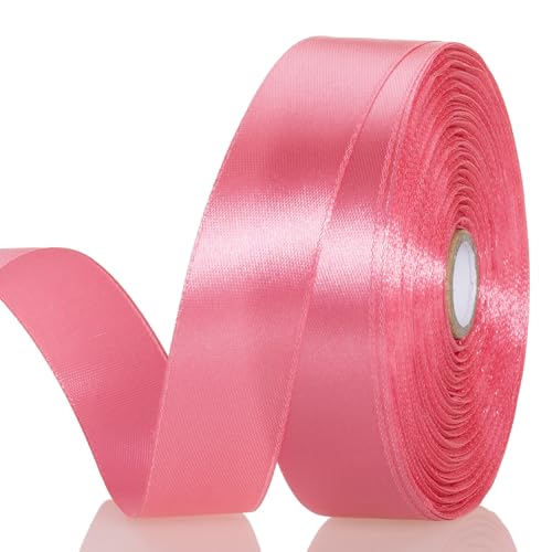 1 Inch Brink Pink Solid Satin Ribbon for Gift Wrapping