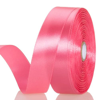 1 Inch Brink Pink Solid Satin Ribbon for Gift Wrapping