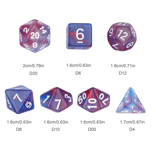 7 Die DND Dice Set Polyhedral Dice Set with a Leather Dice Bag (7 Count)