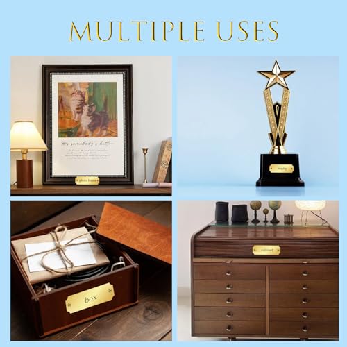 40 Pcs Name Plates Laser Engraved Solid Brushed Metal Plate with 100 pcs Screws Tag Frame Name Custom Name Personalized Plaque Blank Label with Screws and Adhesive Backing for DIY (140 Count)