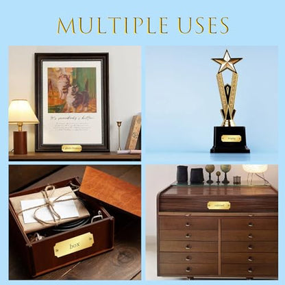 40 Pcs Name Plates Laser Engraved Solid Brushed Metal Plate with 100 pcs Screws Tag Frame Name Custom Name Personalized Plaque Blank Label with Screws and Adhesive Backing for DIY (140 Count)