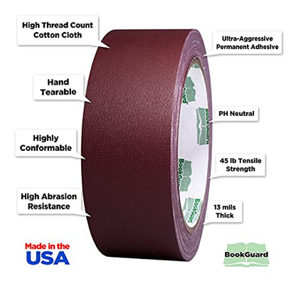 1-1/2 Inch Burgundy Bookbinding Repair Tape, 15 Yard Roll