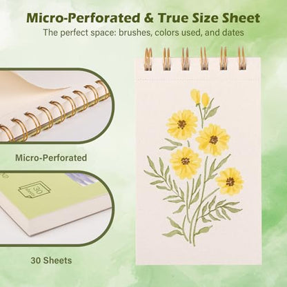 3 Packs 3.5x5.5 Inch Spiral Watercolor Paper Pad 30 Sheets (90 Count)
