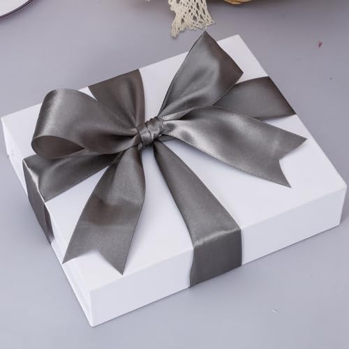 1 1 2 Inch Steel Gray Solid Satin Ribbon for Gift Wrapping