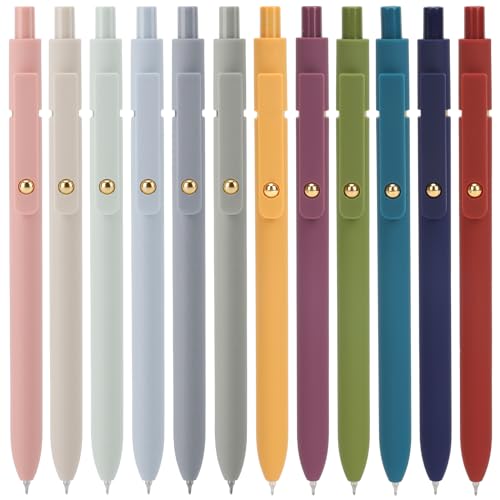 Gel Pens Set 12 Pcs 0.5mm Retractable Quick Dry Black Ink Pens (12 Count)
