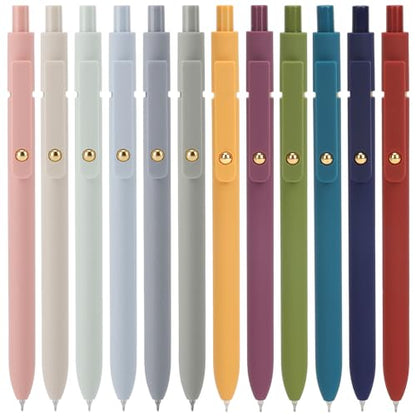 Gel Pens Set 12 Pcs 0.5mm Retractable Quick Dry Black Ink Pens (12 Count)