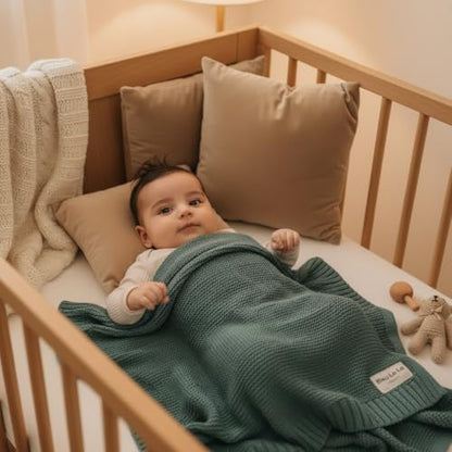 100% Organic Cotton Heritage Knit Textured Baby Quilt Blanket