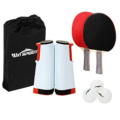 Table Tennis Paddle Set with Retractable Net (6 Count)