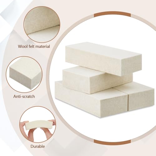 4 Pcs Thickened Felt Blocks Wool Soft Felt Squeegee Reusable Window Tint Tools Automotive Vinyl Wrapping Tool 1'' x 2'' x 4'' Whit Car Glass Mirror Film Installing Tool (4 Count)