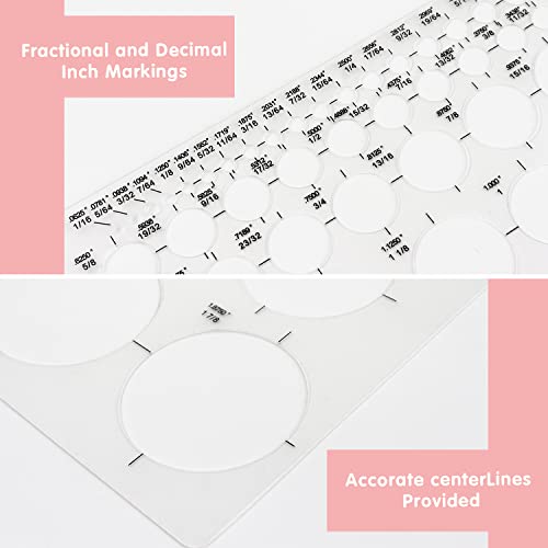 Circle Template Circle Round Stencil Templates for Drafting for Office and School Building Formwork Drawings Templates (3 Count)