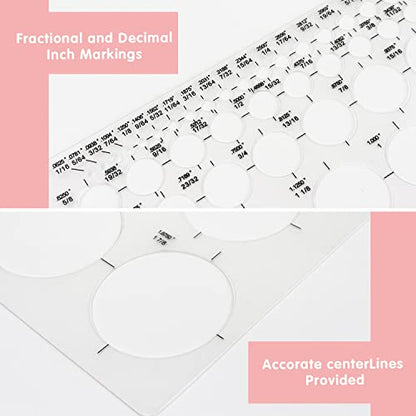 Circle Template Circle Round Stencil Templates for Drafting for Office and School Building Formwork Drawings Templates (3 Count)