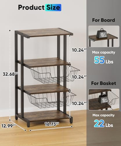 Media Stand with Two Detachable Baskets (4 Count)