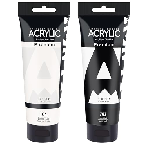 White and Black Acrylic Paint (8 Fl Oz)