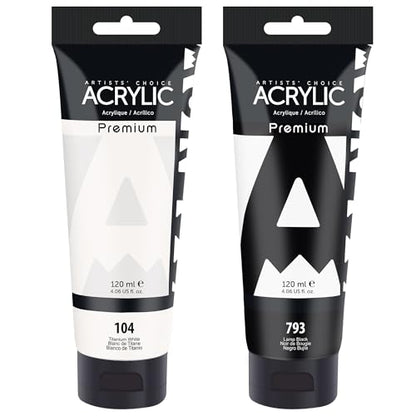 White and Black Acrylic Paint (8 Fl Oz)