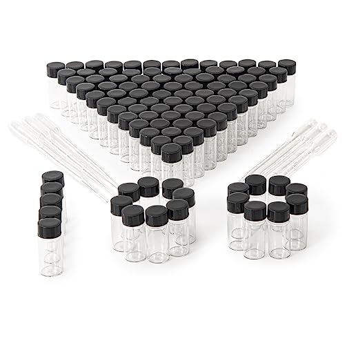 5ml Clear Small Glass Vials 100pcs with Screw Caps (100 Count)