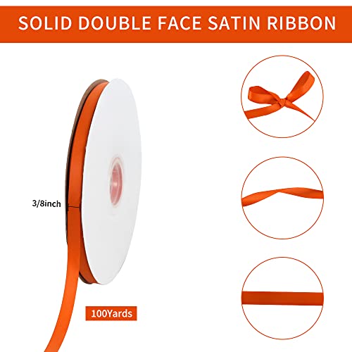 100yds 3 8 Inch Orange Satin Ribbon for Craft Gifts Wrapping (300 Foot)